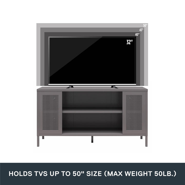 Shadwick Metal TV Stand for TVs up to 50" with Perforated Metal Mesh Accents - Graphite Grey