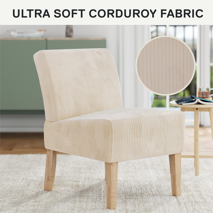 Hazen Armless Upholstered Corduroy Accent Chair - Ivory - 1-Seater