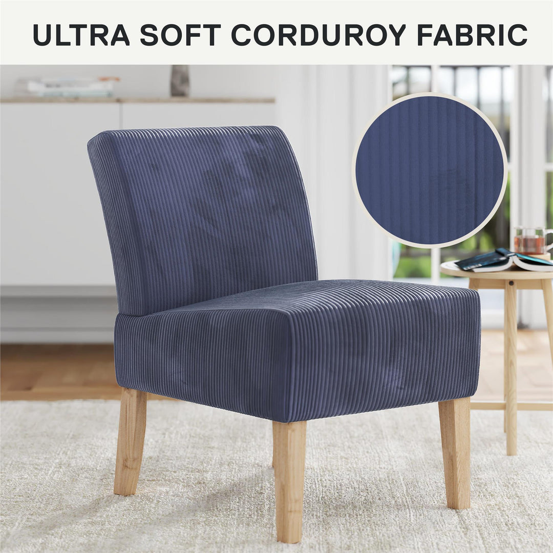 Hazen Armless Upholstered Corduroy Accent Chair - Navy - 1-Seater