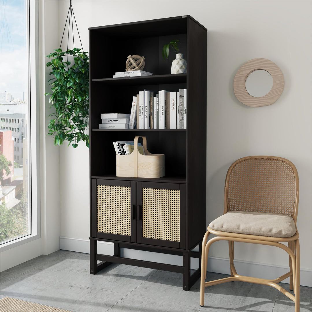 Talo 3 Shelf Bookcase with Closed Storage - Espresso