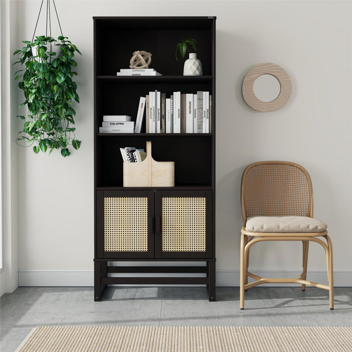 Talo 3 Shelf Bookcase with Closed Storage - Espresso