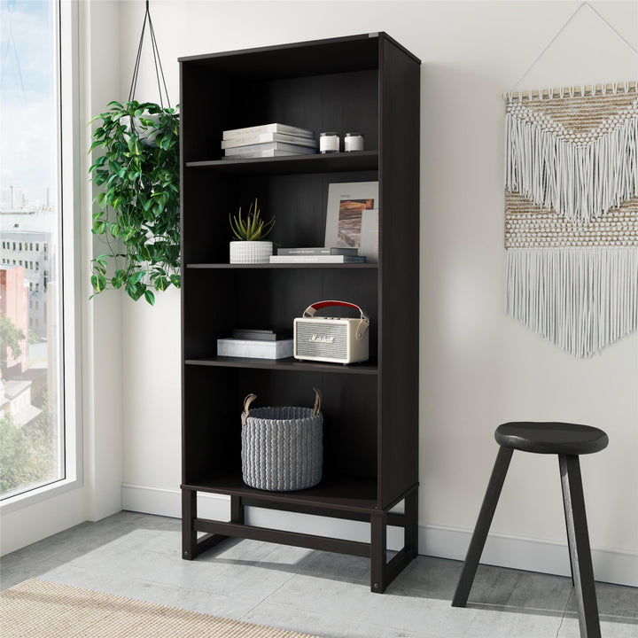 Talo 4 Shelf Bookcase with Open Storage - Espresso