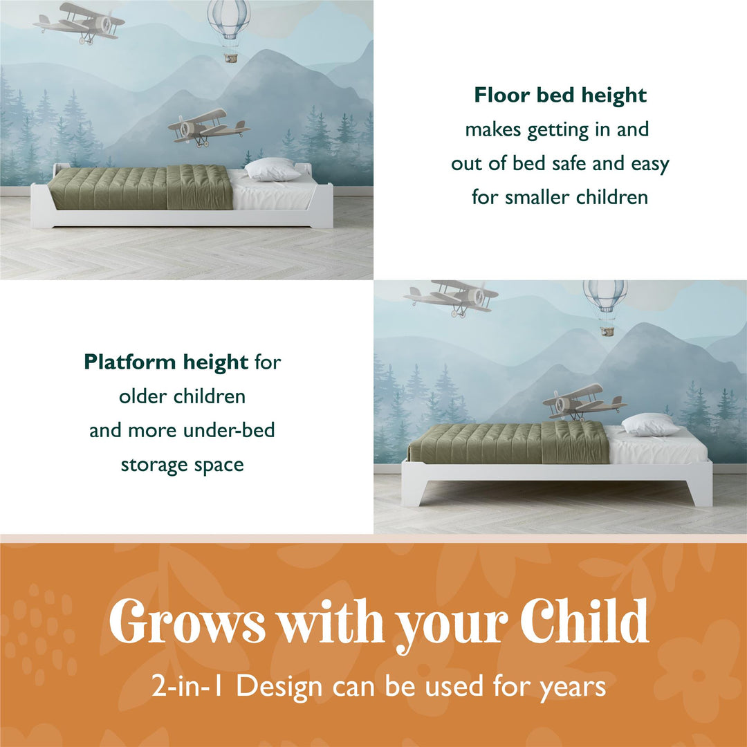 Maverick Kids Montessori Flip Bed - White - Twin