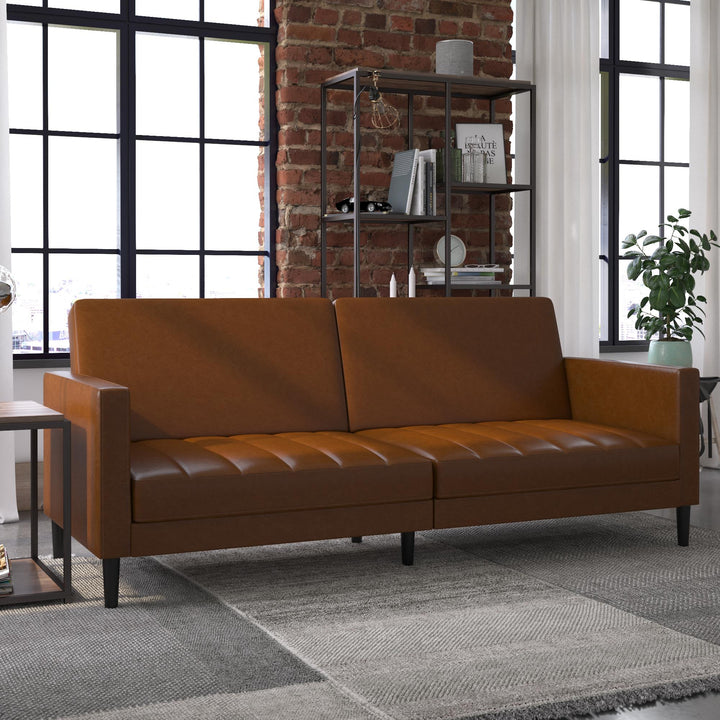 Farnsworth Futon - Camel Faux Leather