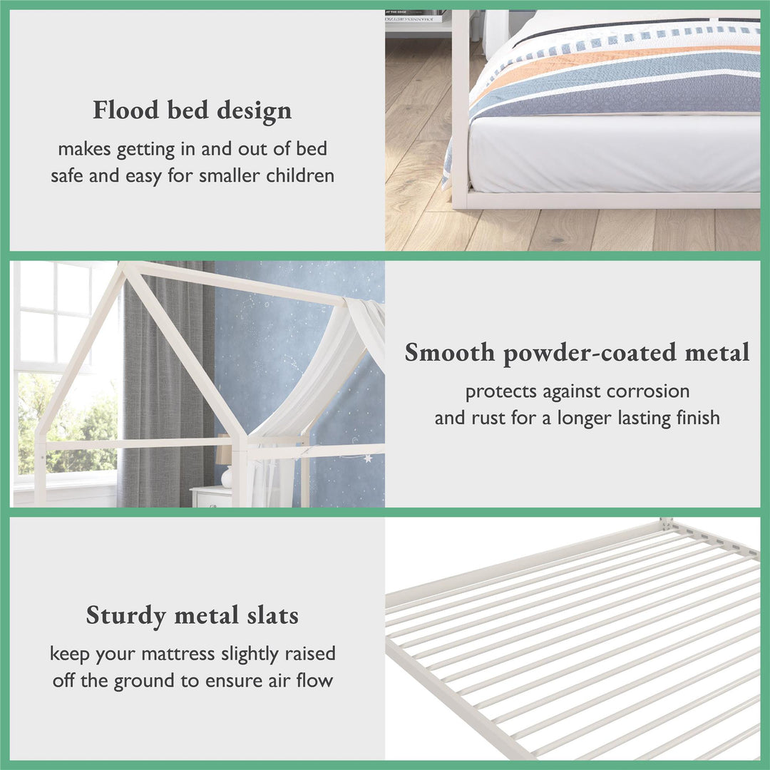Skyler Metal Montessori House Bed - Off White - Full