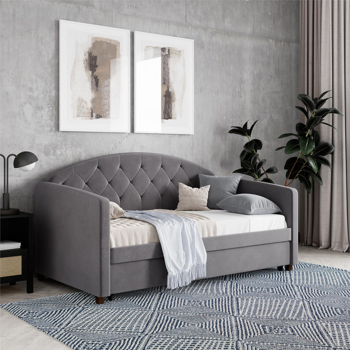 Ilena Upholstered Daybed with Trundle - Light Gray - Twin-Over-Twin