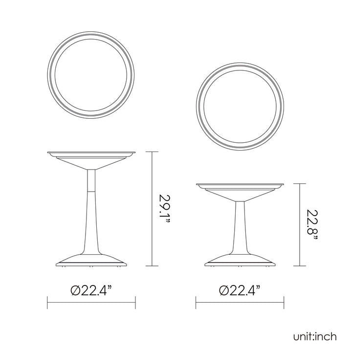 Sprout Round Asjustable Side Table - Off White Lagoon