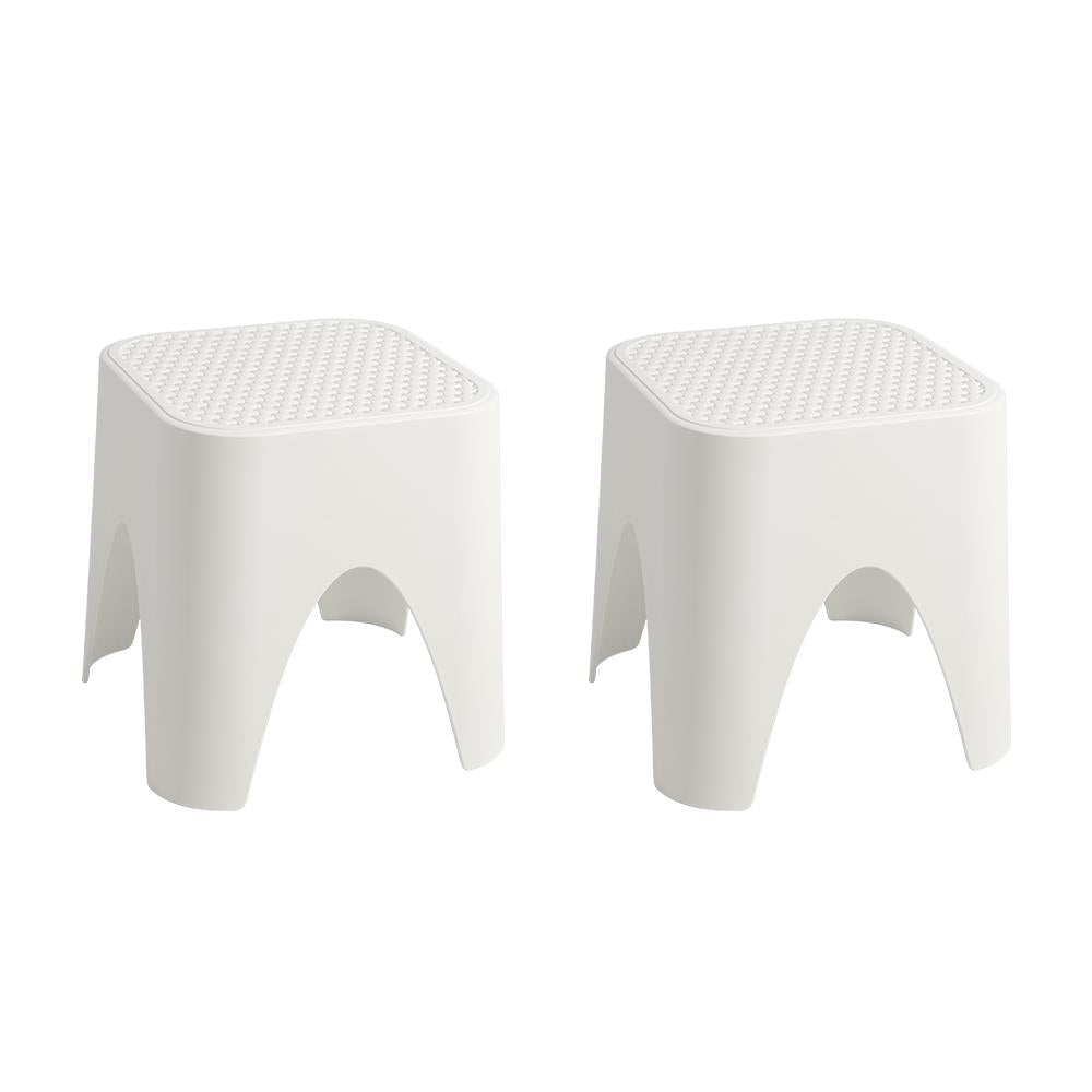 Mallorca Stackable Rattan Top Side Table or Ottoman, Set of 2 - White