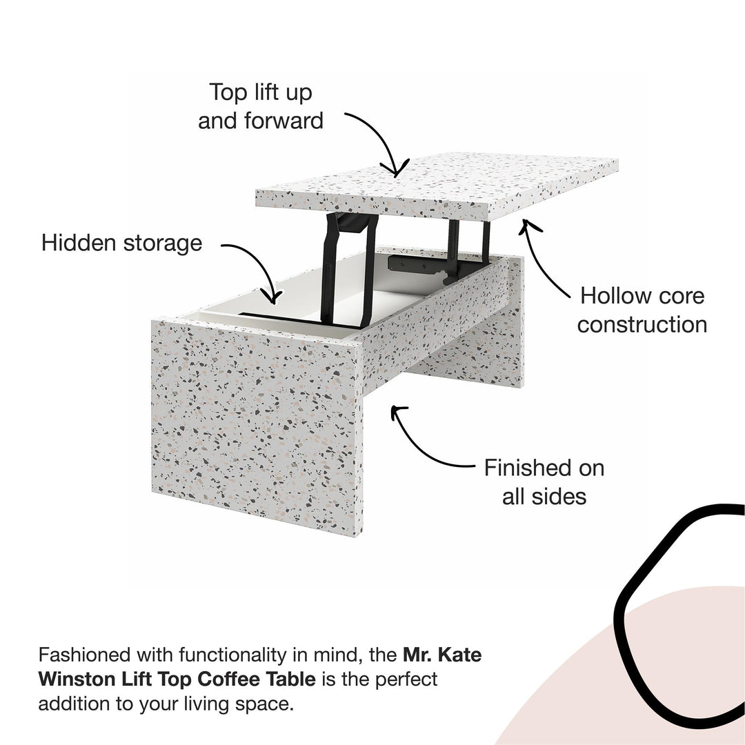 Winston Rectangular Lift Top Coffee Table - Terrazzo