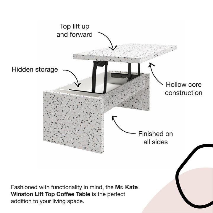 Winston Rectangular Lift Top Coffee Table - Terrazzo
