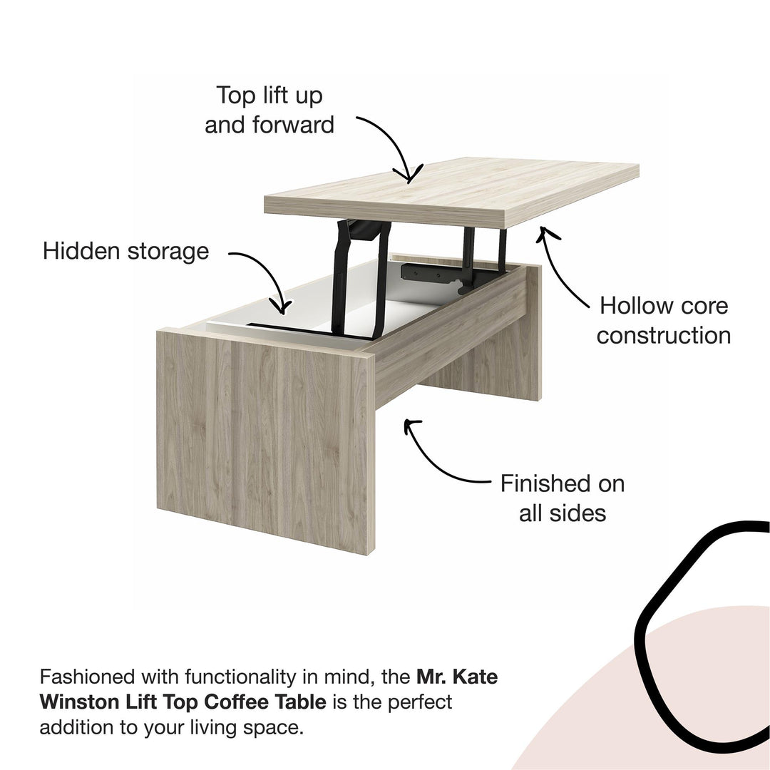 Winston Rectangular Lift Top Coffee Table - Light Walnut