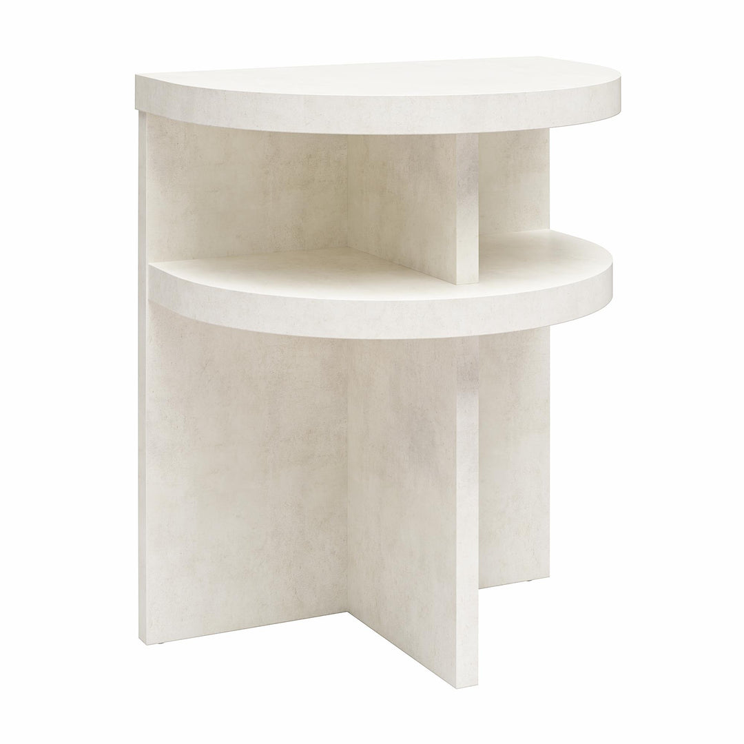 Daytona Modern Semicircle End Tables, Set of 2 - Plaster