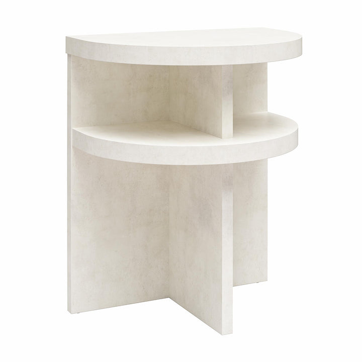 Daytona Modern Semicircle End Tables, Set of 2 - Plaster