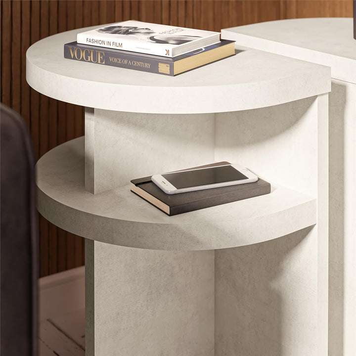 Daytona Modern Semicircle End Tables, Set of 2 - Plaster