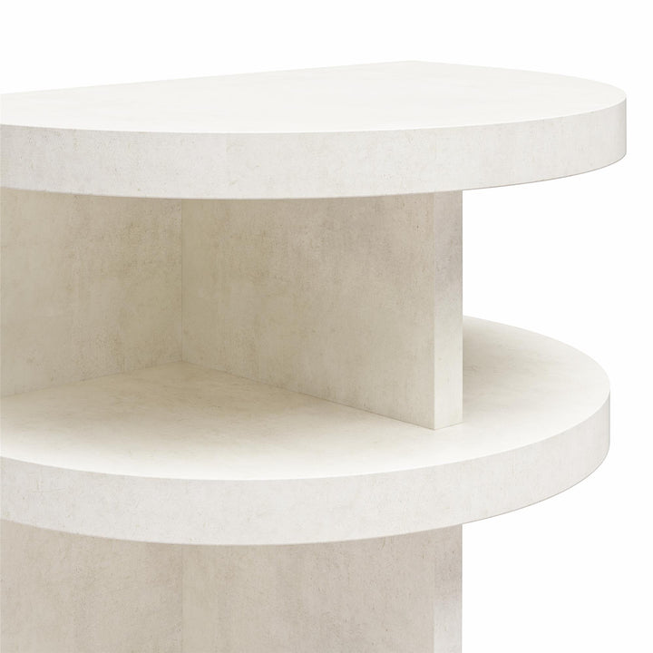 Daytona Modern Semicircle End Tables, Set of 2 - Plaster