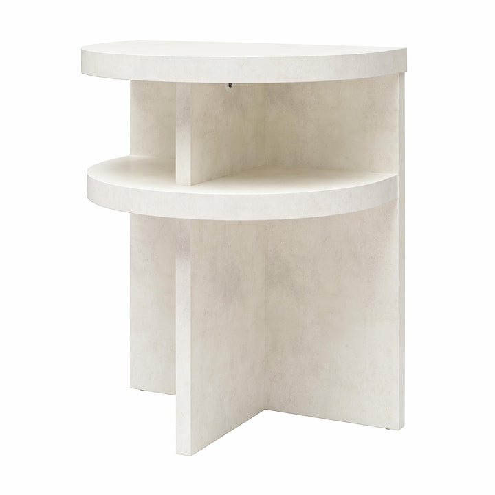Daytona Modern Semicircle End Tables, Set of 2 - Plaster