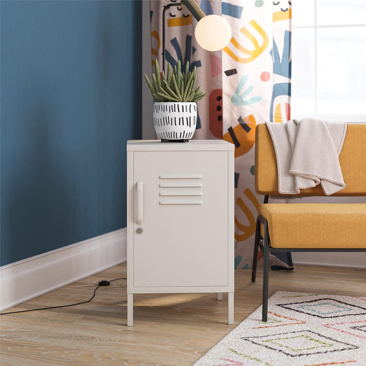 Cache 1 Door Metal Locker End Table - Parchment