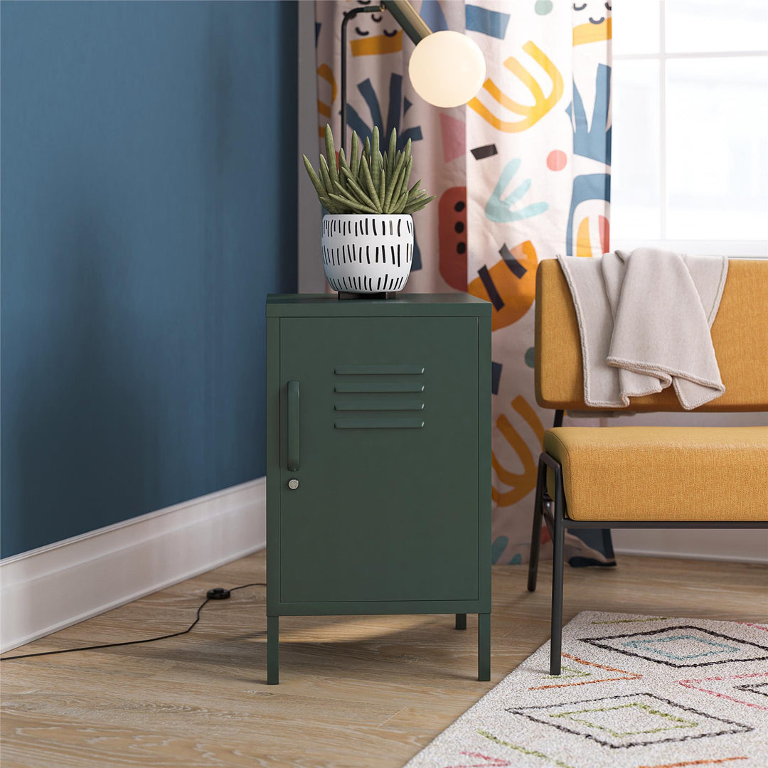 Cache 1 Door Metal Locker End Table - Hunter Green/Silver Pine