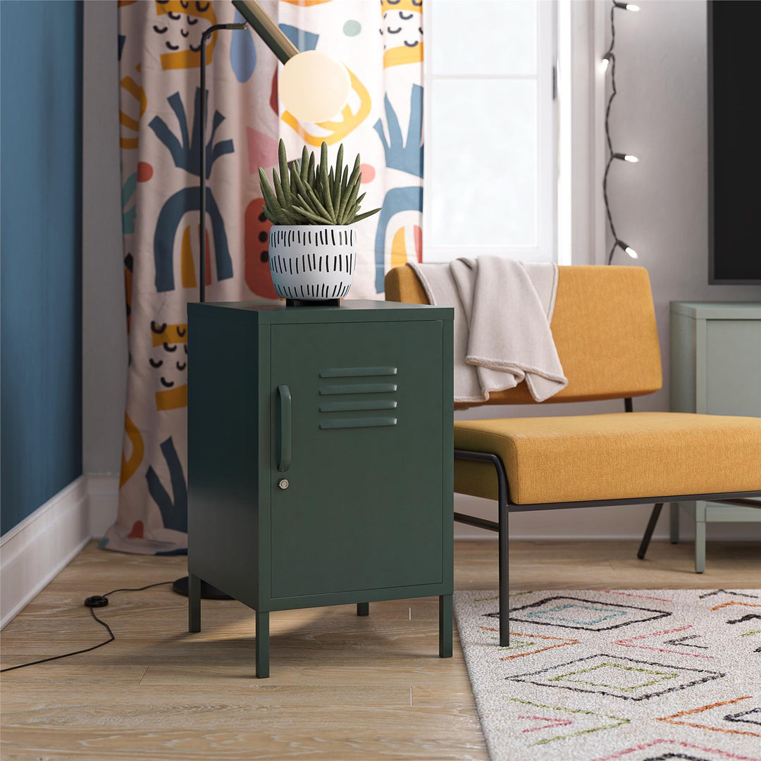 Cache 1 Door Metal Locker End Table - Hunter Green/Silver Pine