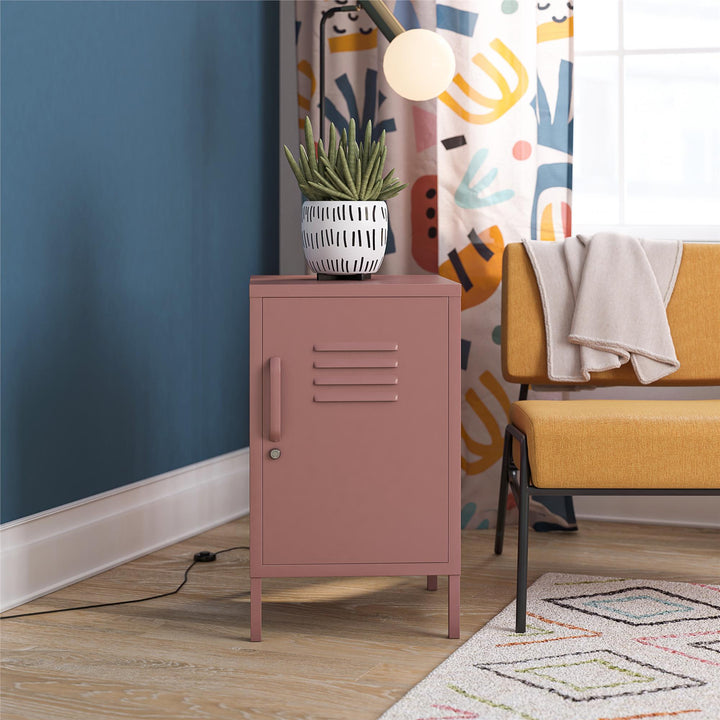 Cache 1 Door Metal Locker End Table - Dusty Rose