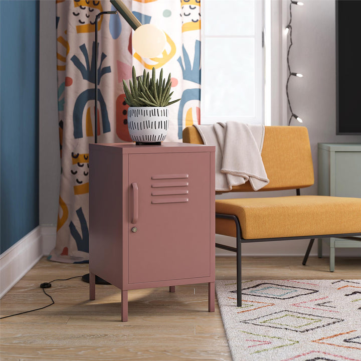 Cache 1 Door Metal Locker End Table - Dusty Rose