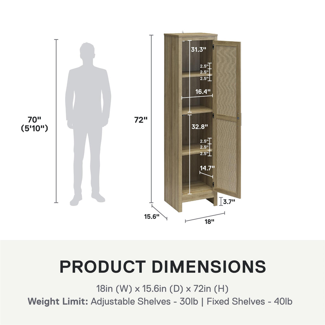 Amberly Tall 1 Door Cabinet with 4 Shelves - Natural