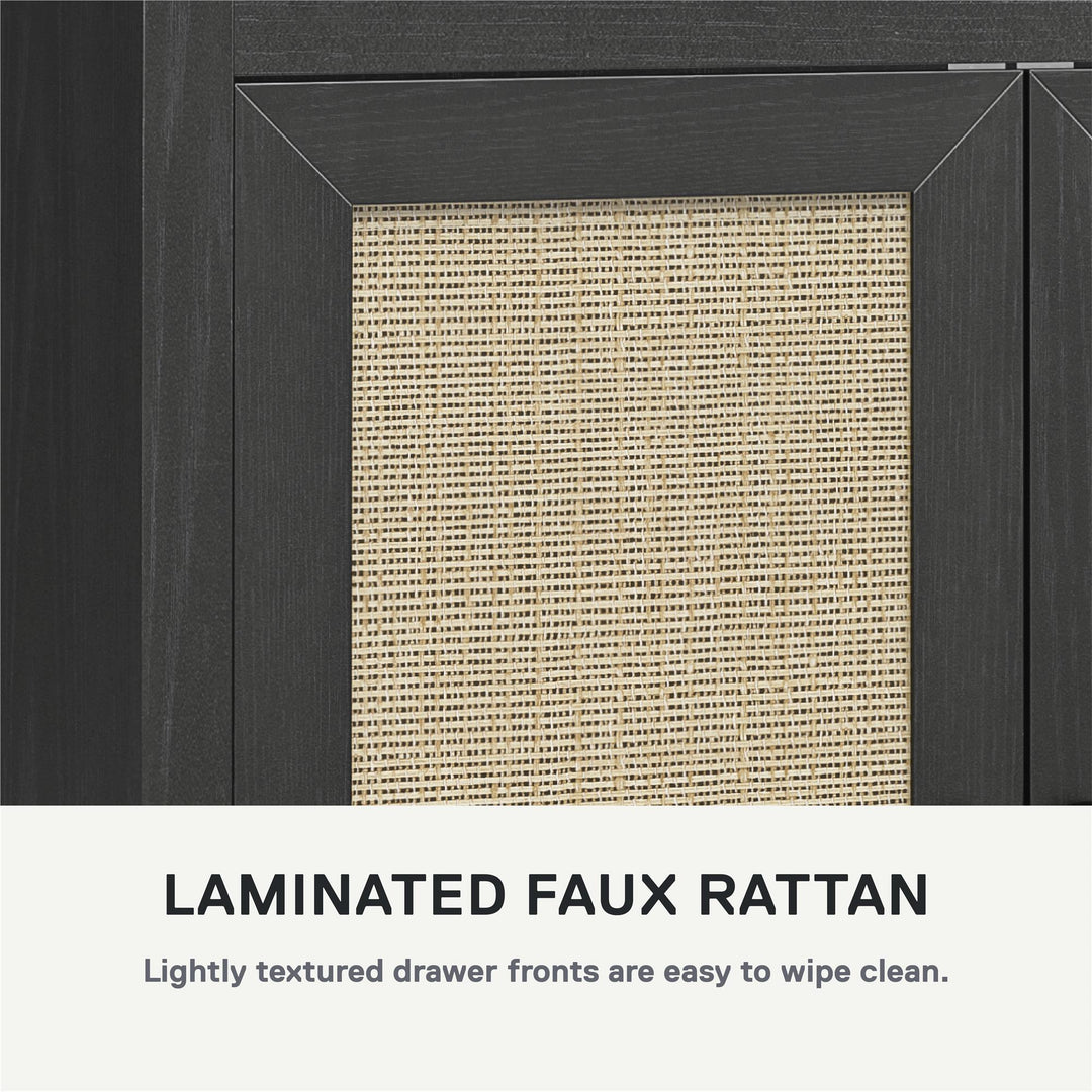 Amberly Rattan 6 Drawer Dresser - Black Oak