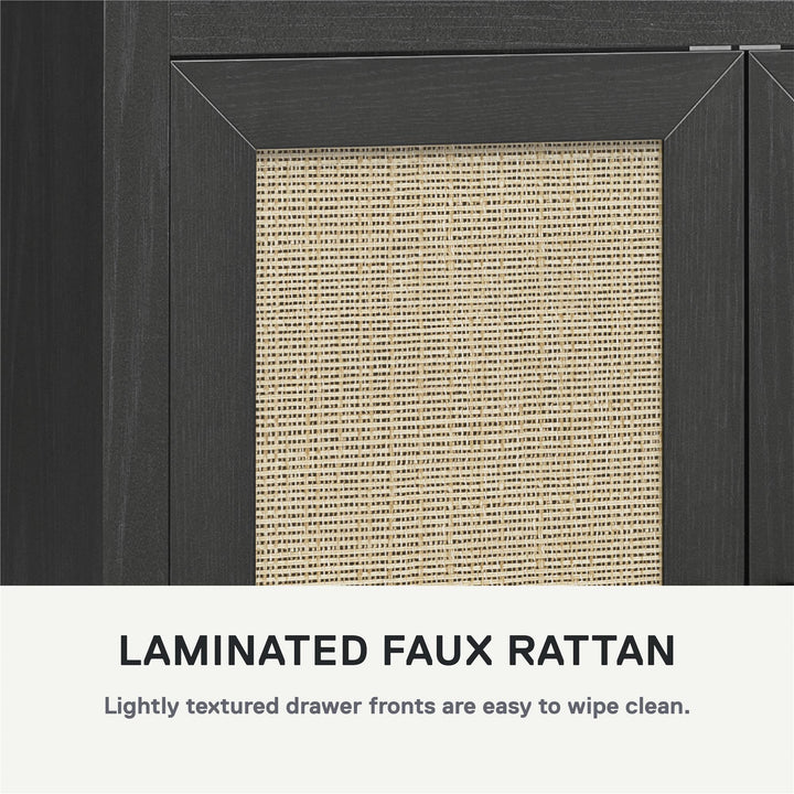 Amberly Rattan 6 Drawer Dresser - Black Oak
