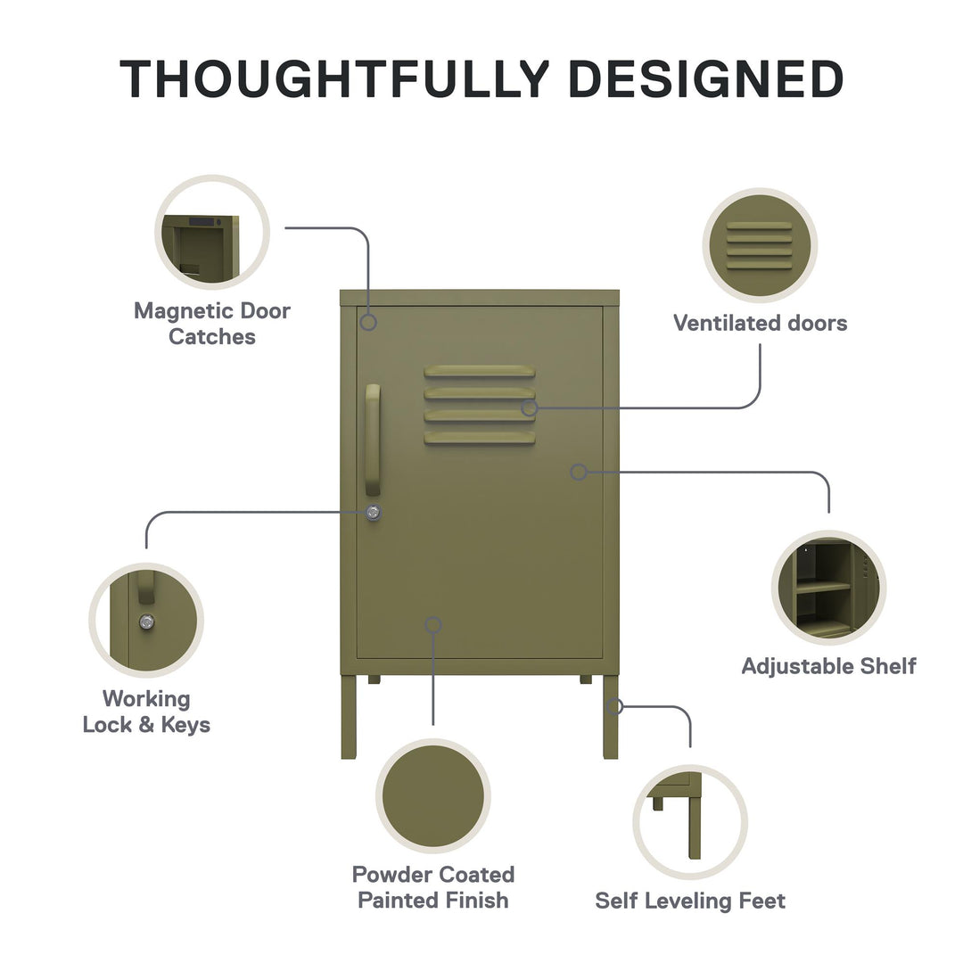 RealRooms Shadwick Metal Locker End Table, Olive Green - Olive Green