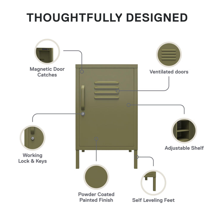 RealRooms Shadwick Metal Locker End Table, Olive Green - Olive Green