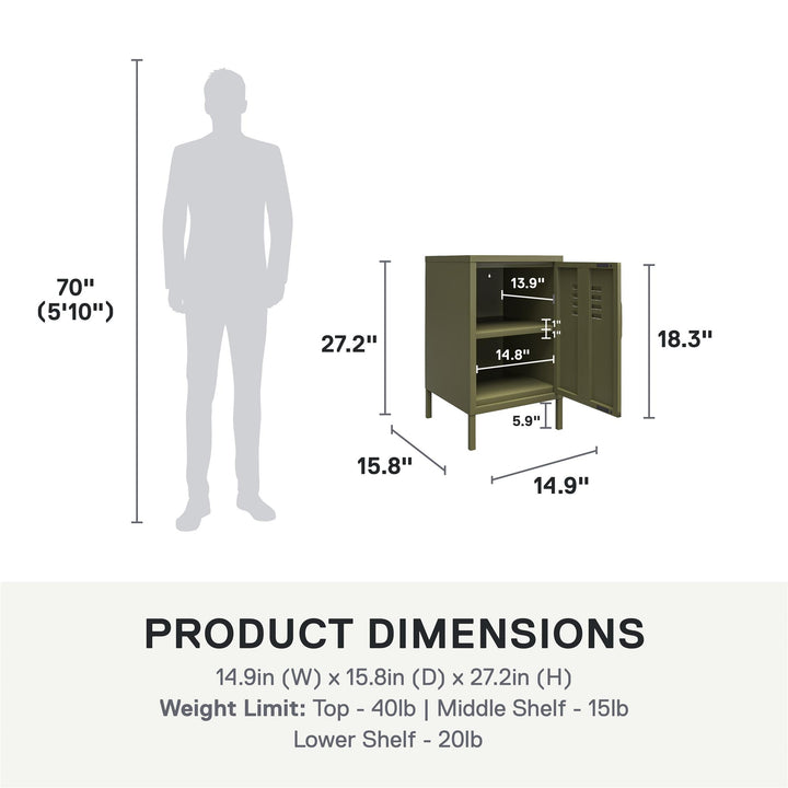 RealRooms Shadwick Metal Locker End Table, Olive Green - Olive Green