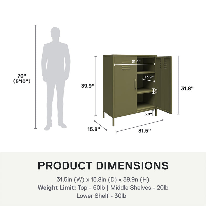 Systembuild Evolution Shadwick 2-Door Metal Locker Cabinet, Olive Green, Olive Green - Olive Green