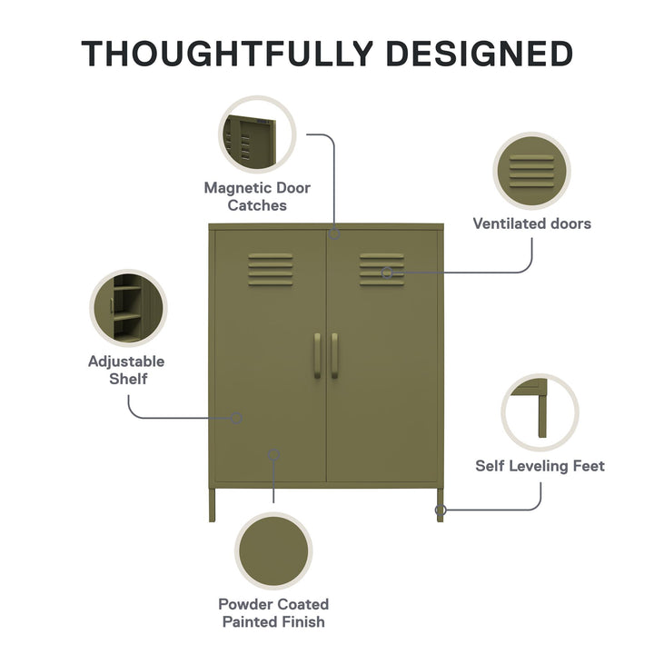 Systembuild Evolution Shadwick 2-Door Metal Locker Cabinet, Olive Green, Olive Green - Olive Green