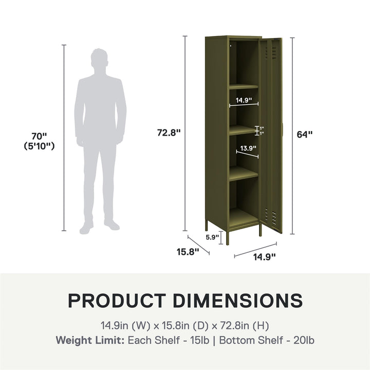 Systembuild Evolution Shadwick Single Metal Locker Cabinet, Olive Green - Olive Green