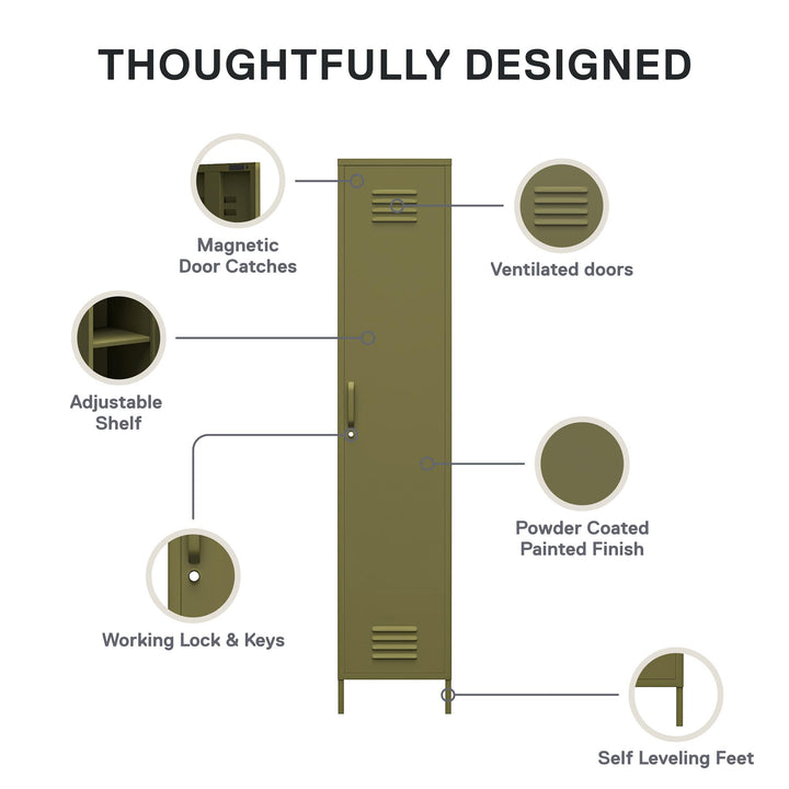 Shadwick 1 Door Tall Single Metal Locker Style Storage Cabinet - Olive Green