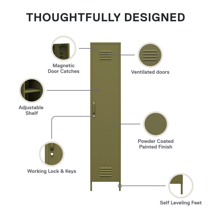 Systembuild Evolution Shadwick Single Metal Locker Cabinet, Olive Green - Olive Green