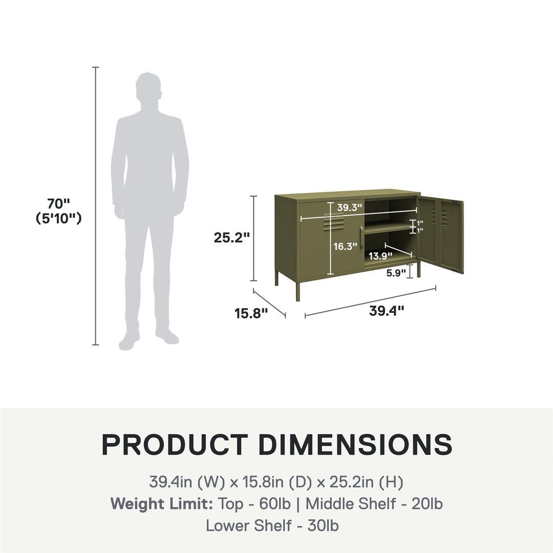 Systembuild Evolution Shadwick 2-Door Metal Locker Accent Cabinet, Olive Green - Olive Green