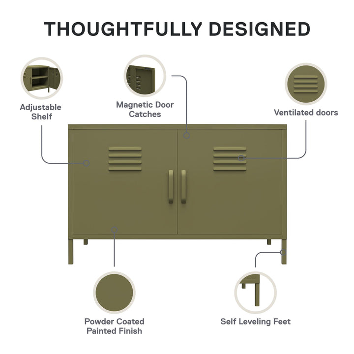 Systembuild Evolution Shadwick 2-Door Metal Locker Accent Cabinet, Olive Green - Olive Green