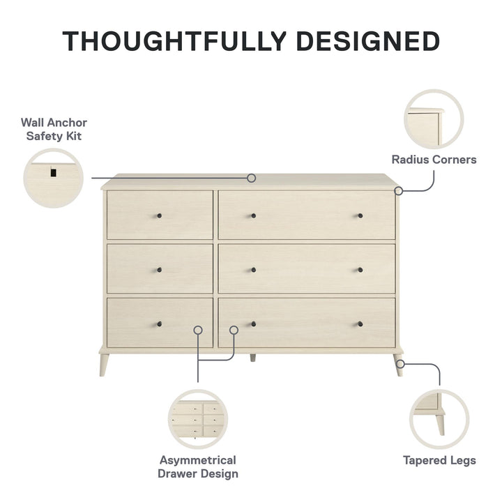 9237339COM - Ivory Oak - 6 Drawer