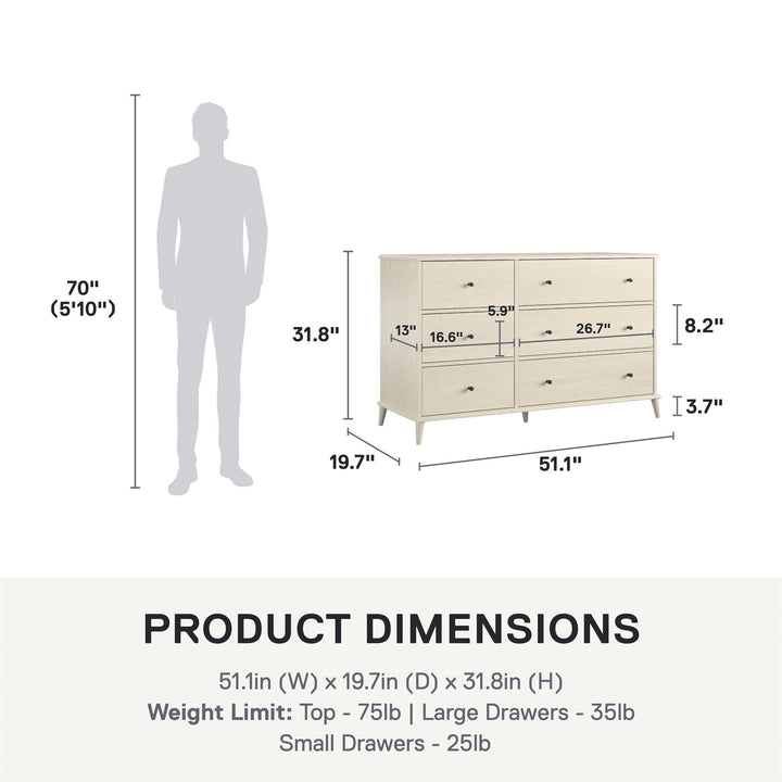 9237339COM - Ivory Oak - 6 Drawer