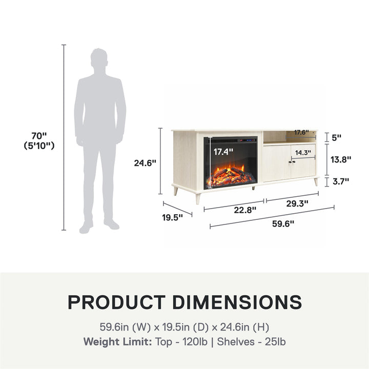 Farnsworth Fireplace TV Stand for TVs up to 65" - Ivory Oak