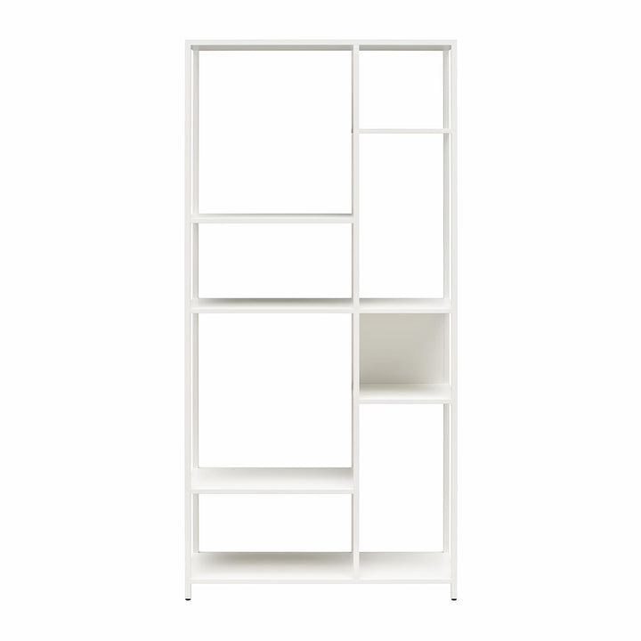 Shadwick Metal Bookcase with Six Variating-Sized Shelves - White
