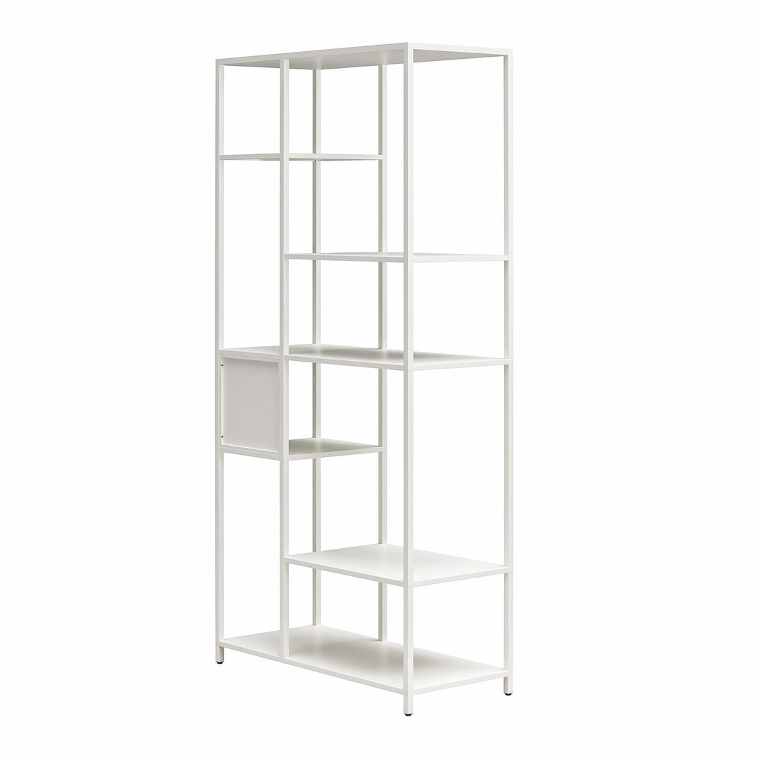 Shadwick Metal Bookcase with Six Variating-Sized Shelves - White