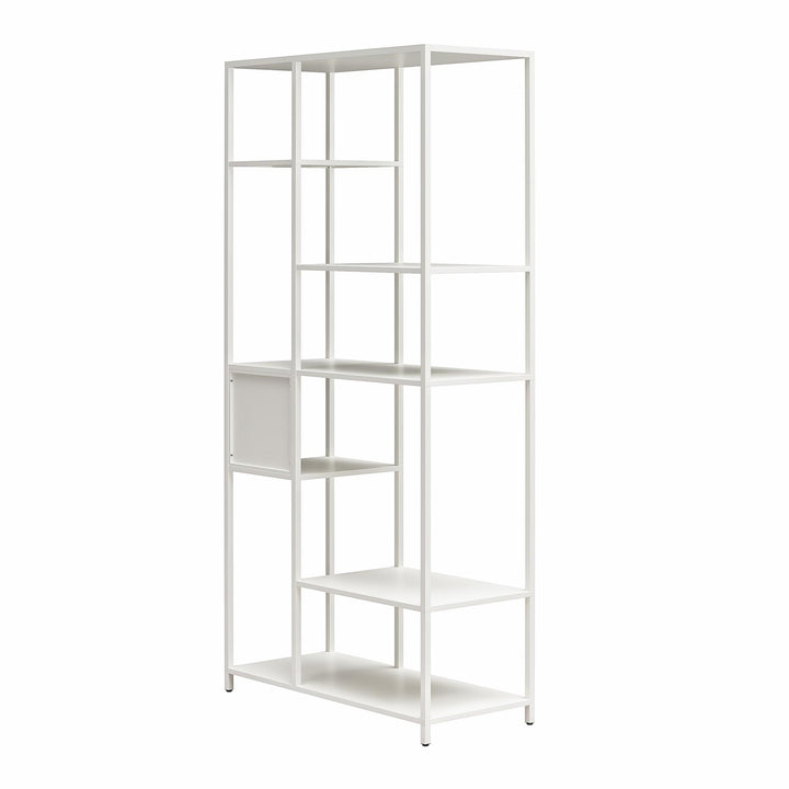 Shadwick Metal Bookcase with Six Variating-Sized Shelves - White