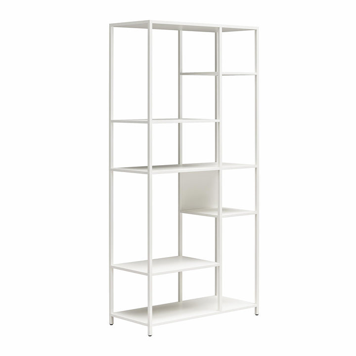 Shadwick Metal Bookcase with Six Variating-Sized Shelves - White