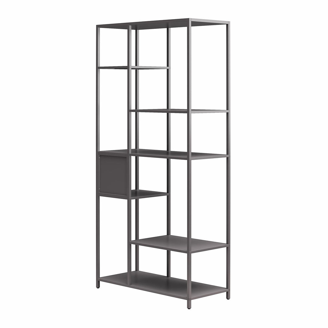 Shadwick Metal Bookcase with Six Variating-Sized Shelves - Graphite Grey