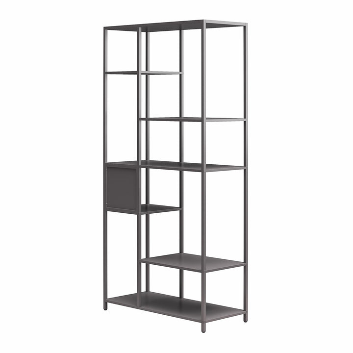 Shadwick Metal Bookcase with Six Variating-Sized Shelves - Graphite Grey