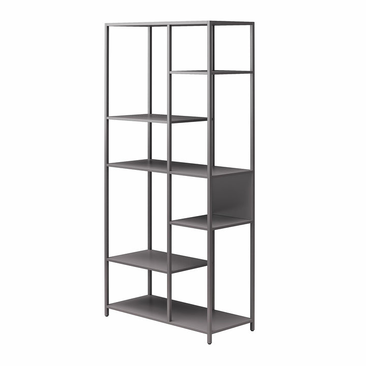 Shadwick Metal Bookcase with Six Variating-Sized Shelves - Graphite Grey
