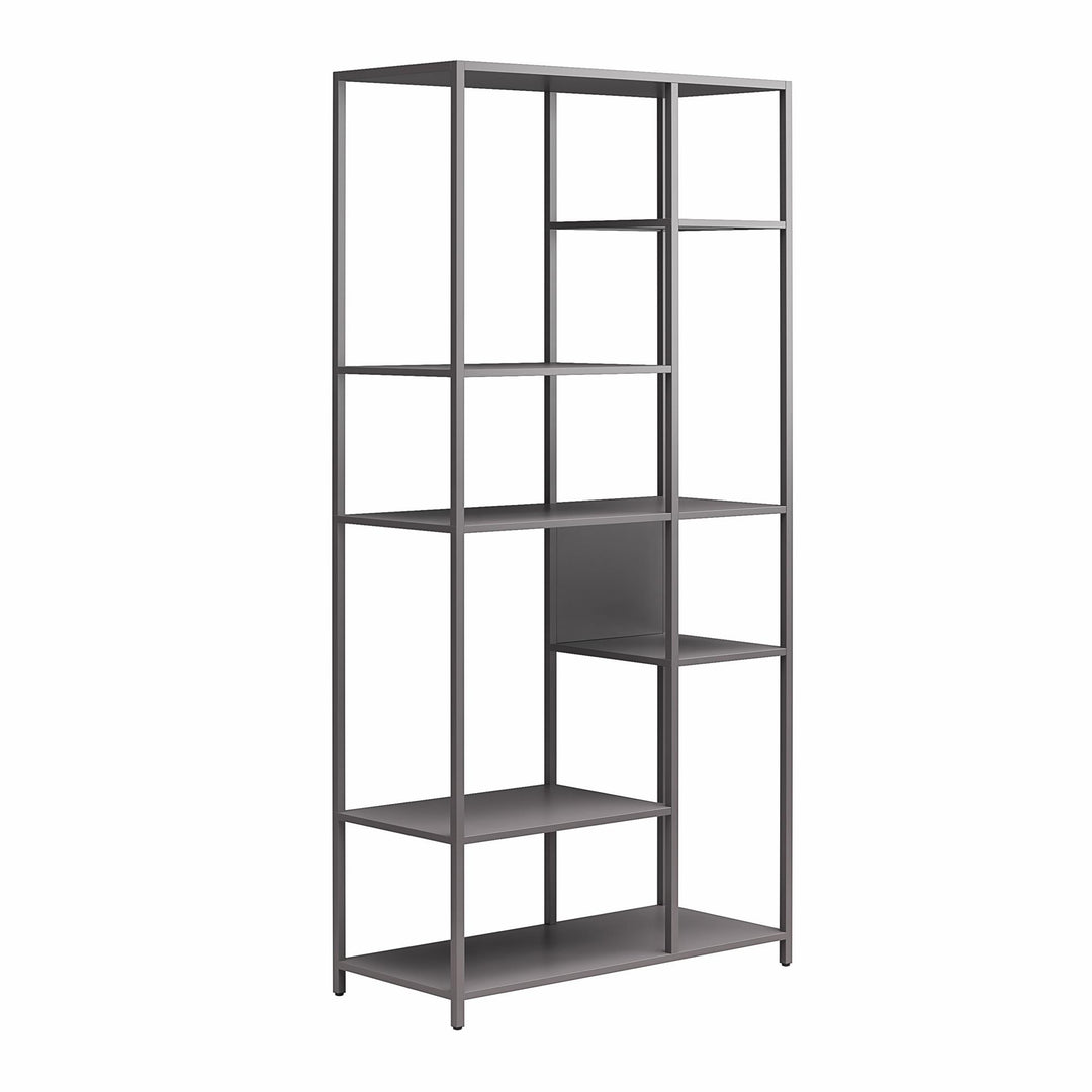 Shadwick Metal Bookcase with Six Variating-Sized Shelves - Graphite Grey