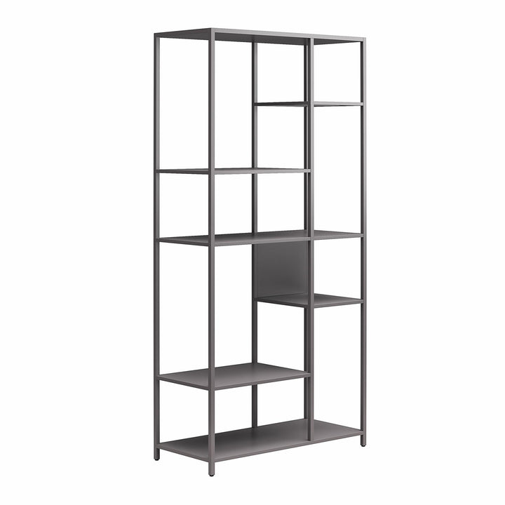 Shadwick Metal Bookcase with Six Variating-Sized Shelves - Graphite Grey